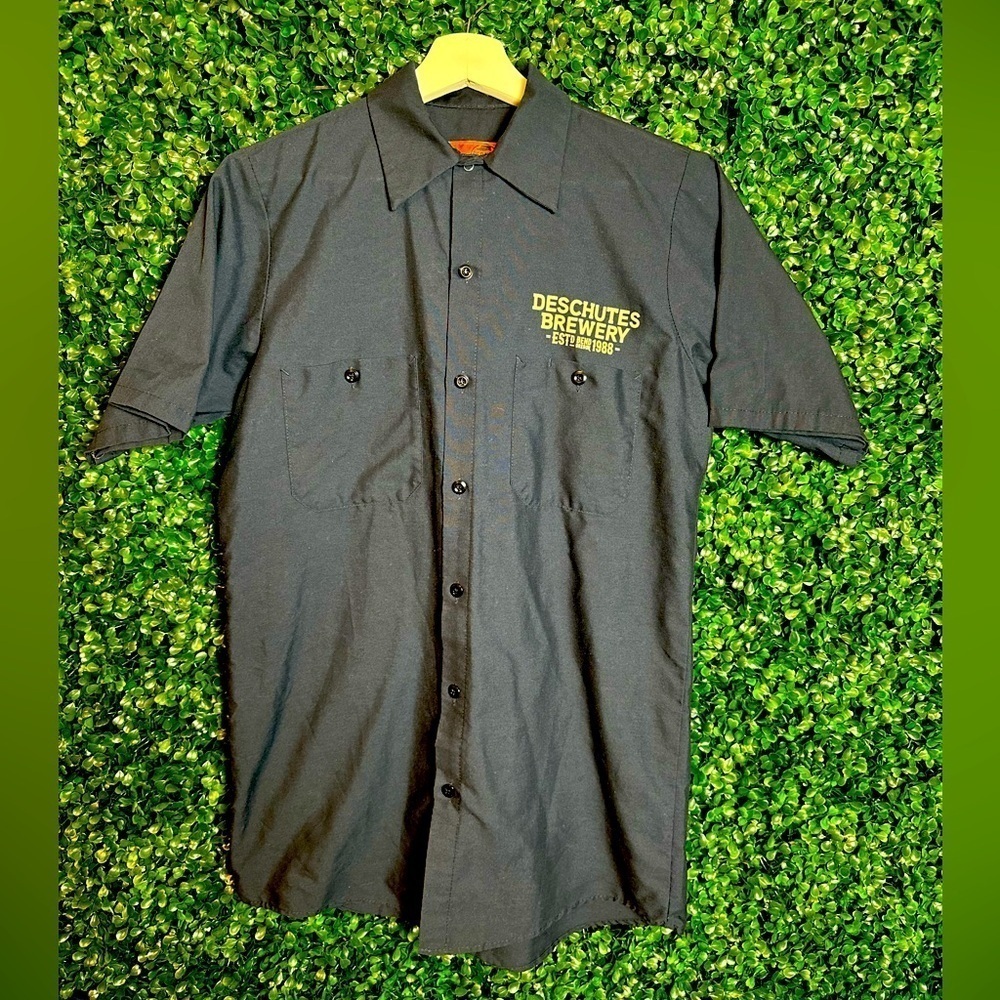 Deschutes Brewery Navy Mirror Pond Pale Ale Short Sleeve Button Down Beer Small